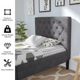thumbnail image 3 of Auranook Twin Upholstered Bed Frame Diamond Stitched Headboard Wood Slat Support, 3 of 9