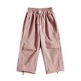 thumbnail image 3 of Bixock Toddler Girls Cargo Pants,Girls Sweatpants,Solid Color Pants Linen Cargo Pants Wide Leg Pants Long Pants, 3 of 6