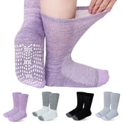 Anti-Slip Gripper Diabetic Socks for Men and Women, UNEEI 4 Pairs Non-Binding Nonslip Socks with Comfort, Ideal for Elderly & Diabetes Foot Care, Size 11-13