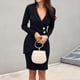 thumbnail image 3 of Vestido blazer para mujer, elegante vestido de negocios, vestido de cóctel hasta la rodilla, vestido de negocios con cuello en V, vestido de noche para fiesta, vestido con botones, vestido, 3 of 5