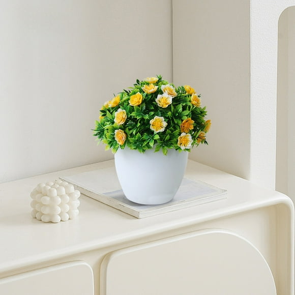 Bonsái De Flores Amarillas De Imitación, Arreglo Floral Artificial, Material Plástico, Decoración Para El Hogar Y La Oficina, Sin Necesidad De Mantenimiento.,Vsgery