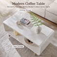thumbnail image 5 of SinCiDo Modern Coffee Table with Storage Shelf, 2-Tier Wooden Rectangular Minimalist Center Table, Curved Profile Design for Living Room, Office, White, 5 of 7