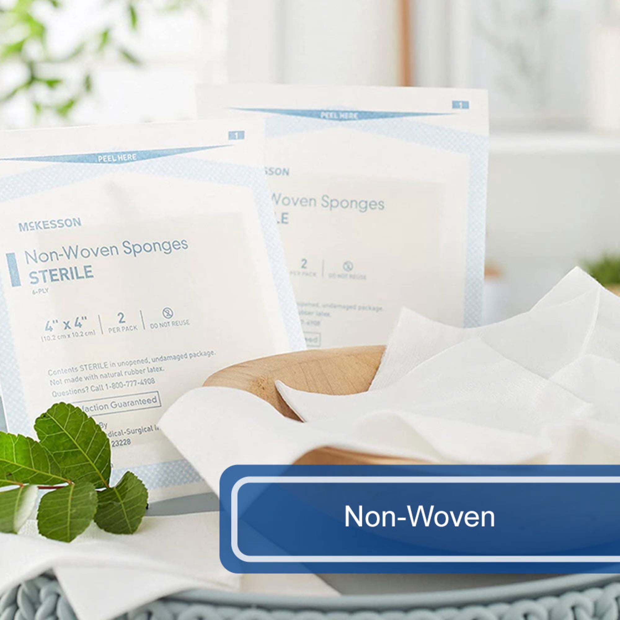 McKesson Non-Woven Gauze Sponges, Sterile Absorbent Wound Pad - 4 in x 4 in, 2 per Pack, 300 Packs, 600 Total