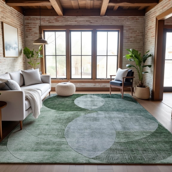 Addison Rugs Mayfield Premium Machine Washable Transitional Geometric Seafoam Rectangle Rug, 5' x 7'6"