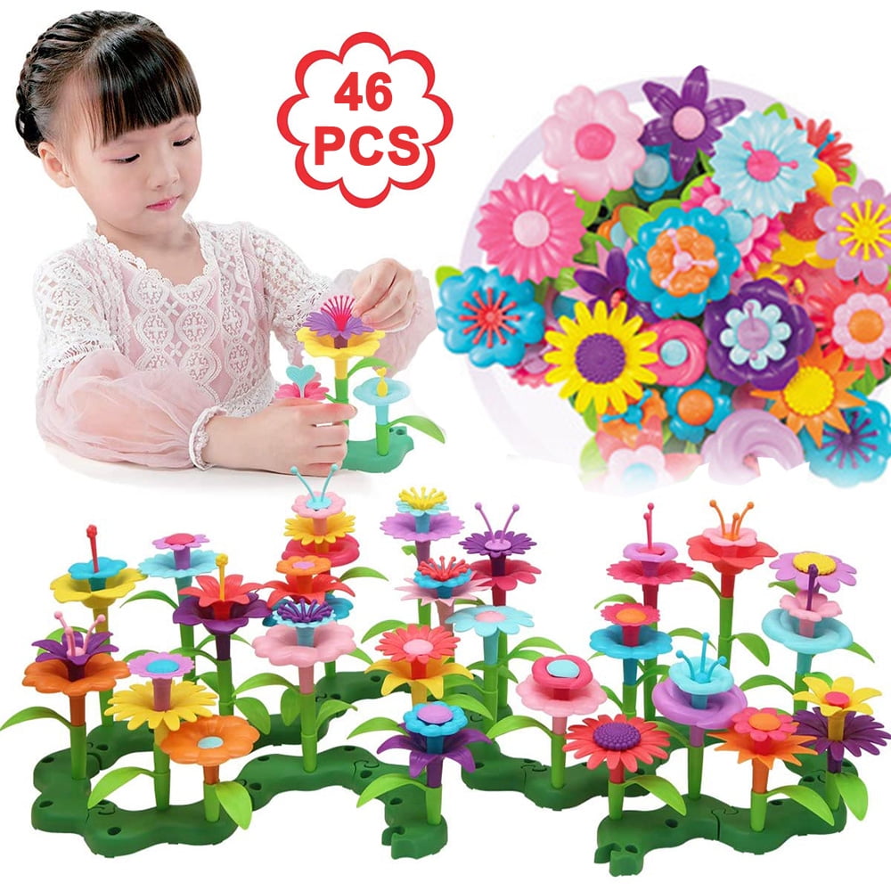 46 pcs Flower Garden Building Toys for Girls, Gardening Pretend Gift for  Kids, Building Blocks Educational Creative Playset for Age 3-7 Year Old 