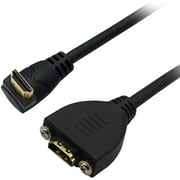 Right Angle Bend Up HDMI Panel Installation Extension Cable, 20cm High Speed HDMI 2.0 Male to Female Cable with Screws