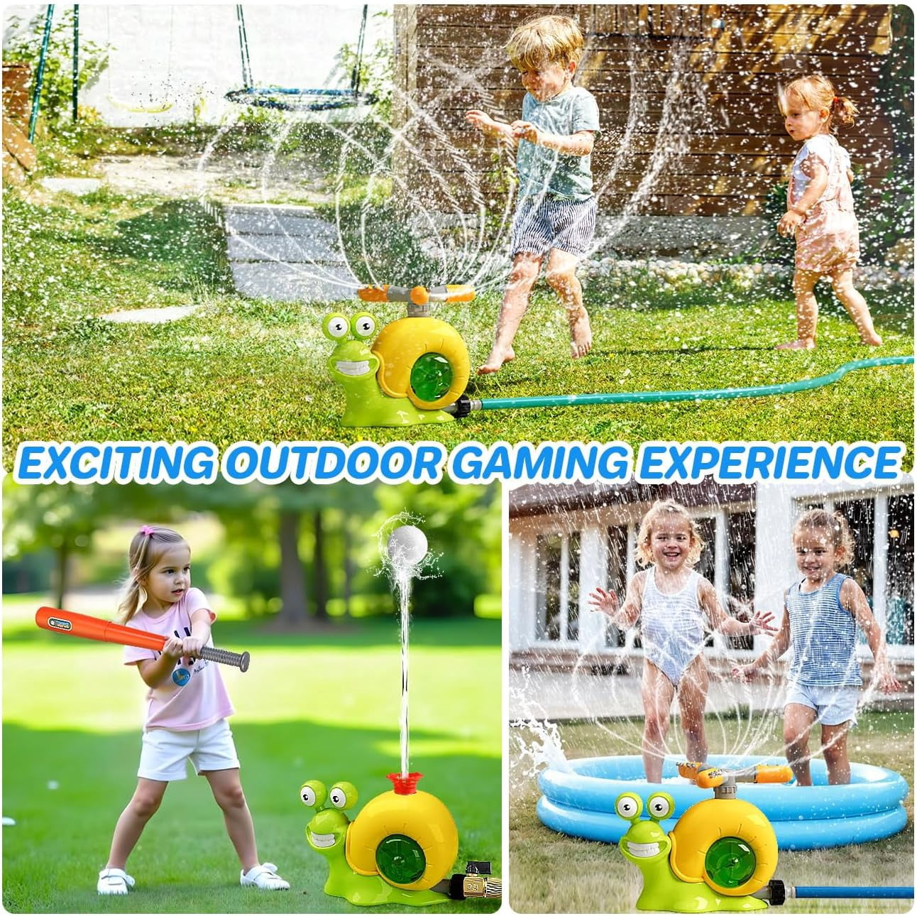 Water Sprinkler, Outdoor Water Spray Toy with Baseball Game Play, Garden Hose Splash Toy for Backyard Summer Fun