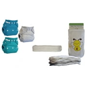 Kashmir Baby Bamboo One Size Cloth Diapers, Hemp Inserts, 10 Organic Wipes. Washable. Reusable. Boy- Lil' Adventurer