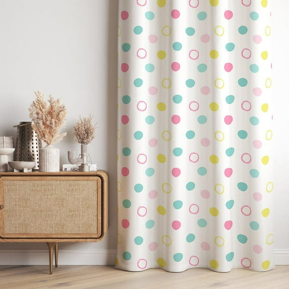Colorful Dots Polka Curtain, Playful Pastel Window Drapes, Boho Decor Panel, Blackout Curtain for Door Patio Window Living Room Bedroom Closet