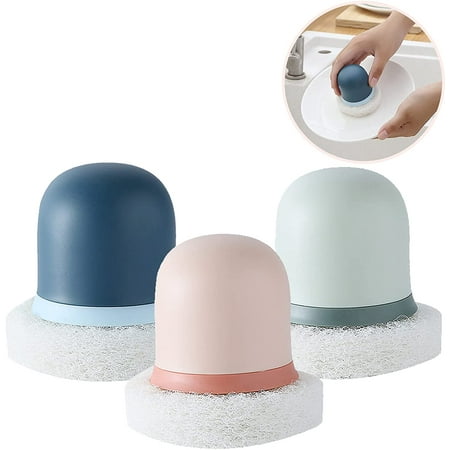 

Arwibon Cleaning Scrub Sponges with Handle Anti-Scratch Kitchen Scrub Brush Household & Kitchen Cleaning Brush wash for Dish Non-Stick Pans Kitchenware & Cooking Utensils.【3 Pack Multi-Colors】