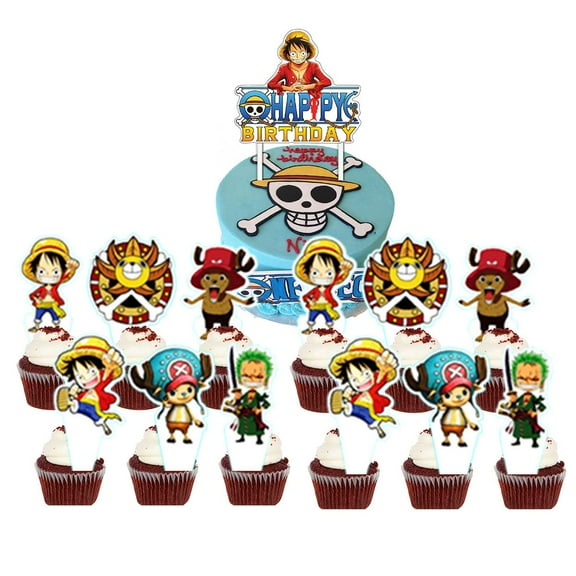 One Piece Cake Topper Cupcake Set Party Supplies Decoration Birthday Decor Kit
