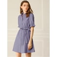 thumbnail image 3 of INSPIRE CHIC Women's Casual Short Sleeve Solid Color Button Down Shirt Dress, 3 of 6