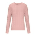 thumbnail image 3 of Zedker Women's Winter Crewneck Sweaters Knit Pullover Casual Long Sleeve Oversized Tops, Plus Size Pink XL, 3 of 7
