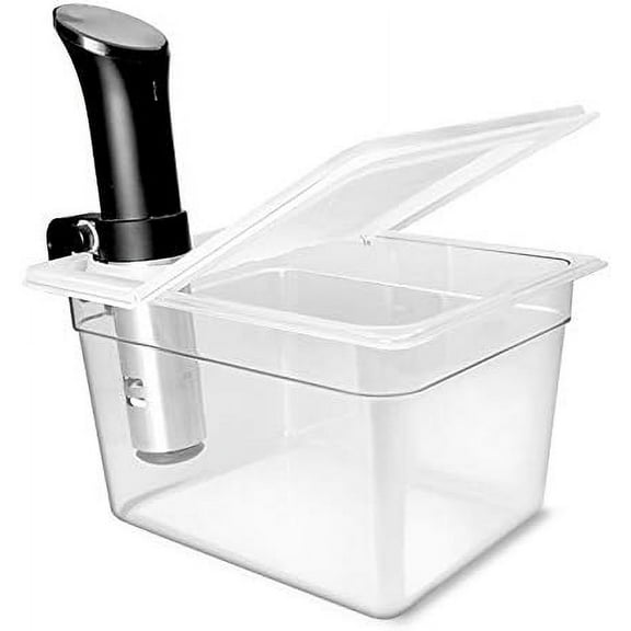 Everie Sous Vide Container 12 Quarts with Universal Collapsible Hinged Lid, Compatible with All Anova Models, Joule, Wancle, Instant Pot and Other Cookers, EVC-TY-PP