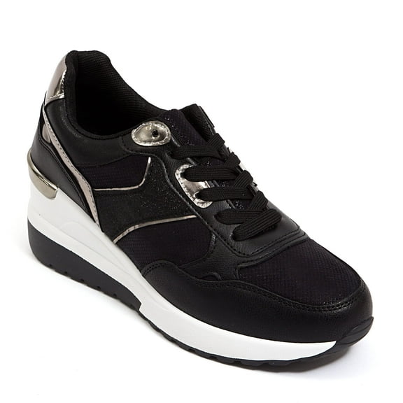 Ninety Union Relax 2 1/2" Wedge Sneaker, Black, 10