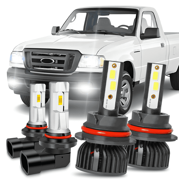 LED Headlight Fog Light Bulbs Kit White for 2001-2011 Ford Ranger 2002 2003 2004 2005 2006 2007 2008 2009 2010