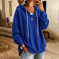 thumbnail image 2 of Lenpel Oversized Sweatshirts for Women Fall Trendy Drawstring Casual Loose Hoodies Comfy Long Sleeve Warm Pullover Tops(Blue,X-Large), 2 of 5
