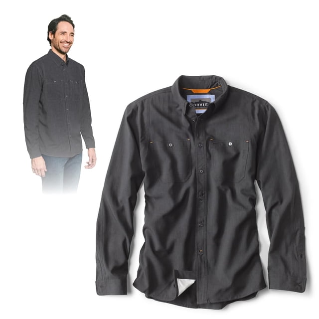 Camisa Orvis Tech Chambray de manga larga, ligera para trabajo, UPF 40