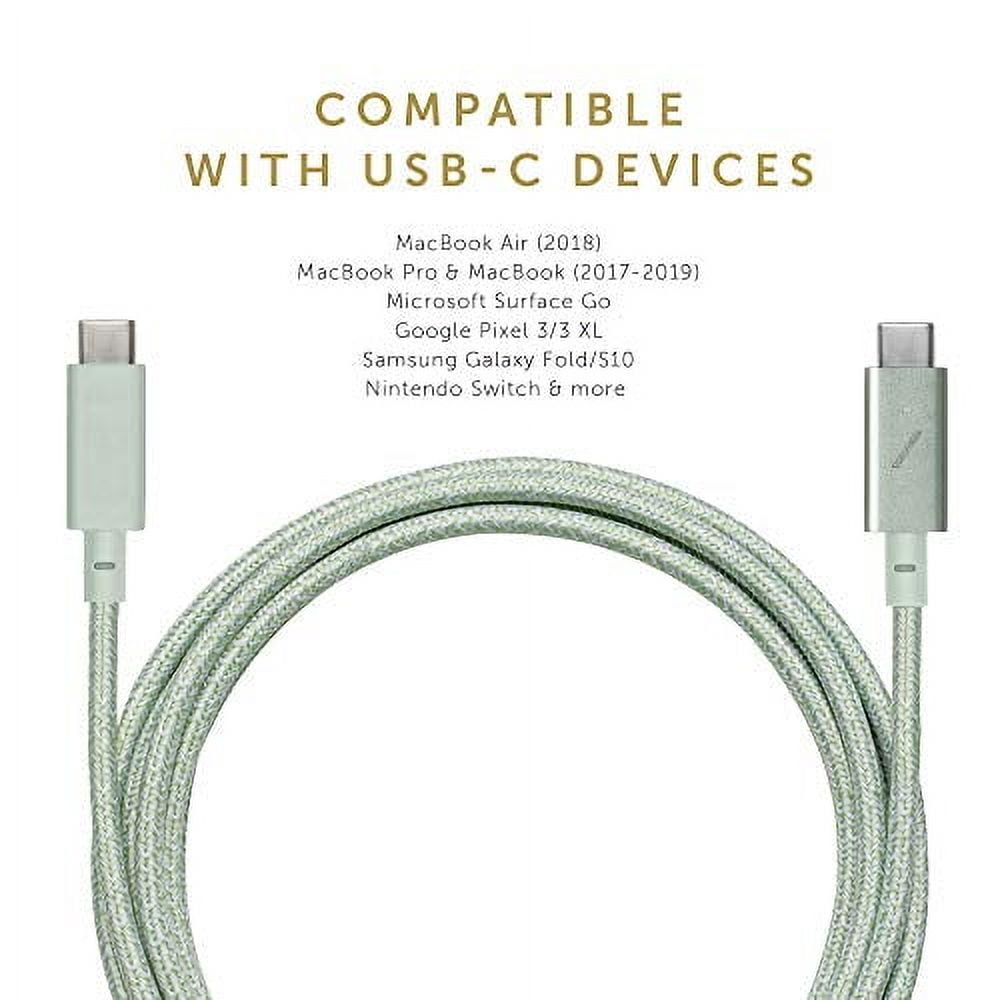 Native Union Belt Cable Pro - 100W USB Type C - 8ft Ultra-Strong Charging Cable for Laptop (Sage)