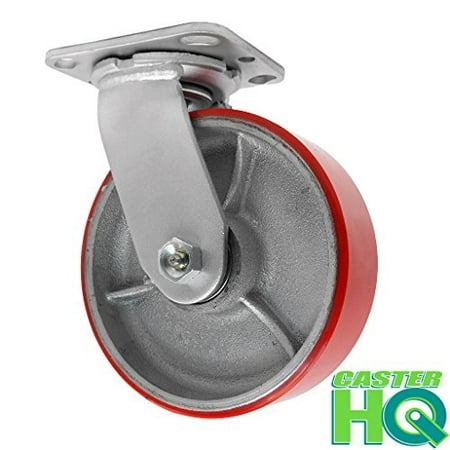 6 Inch Swivel Caster - 6 X 2 Polyurethane on Iron Wheel - 1200 Lb Weight Capacity - Great For Tool Box Replacements or Heavy Equipment - Easy Push - CasterHQ (Best Kind Of Push Ups For Chest)