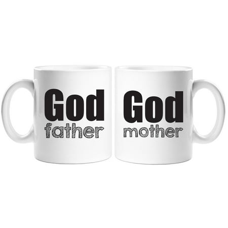 God Father and God Mother White Coffee Mug Set