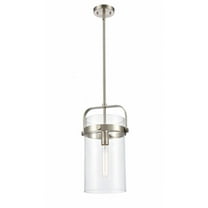 Innovations Lighting Pilaster - 1 Light 8" Stem Hung Pendant Clear/Satin Nickel