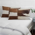 thumbnail image 4 of Brown White Leather Texture Standard Size Pillow Cover, Pillowcase Protectors with Zipper, Breathable Decorative Throw Pillow Case Cover, Abstract Art Cowhide Pillow Shams for Couch Sofa 20x26Inch, 4 of 8