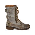 thumbnail image 2 of Nature Breeze AC20 Women Studded Spike Leatherette Zipper Lace Up Buckle Military Boot, 2 of 6