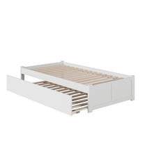 AFI Concord Twin Solid Wood Platform Bed with Footboard & Twin Trundle, White