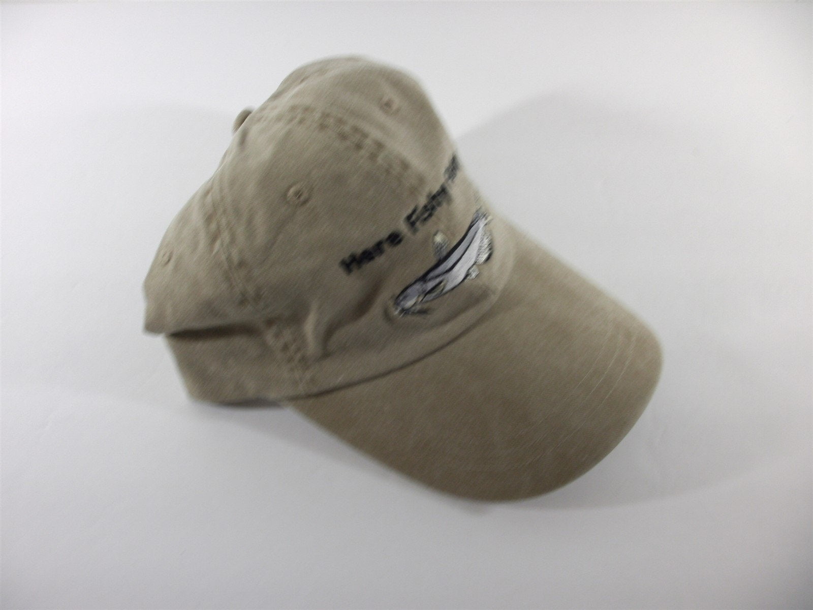 HERE FISHY FISHY - Channel Catfish Cap - embroidered cotton - fishing hat -  adjustable cloth strap 