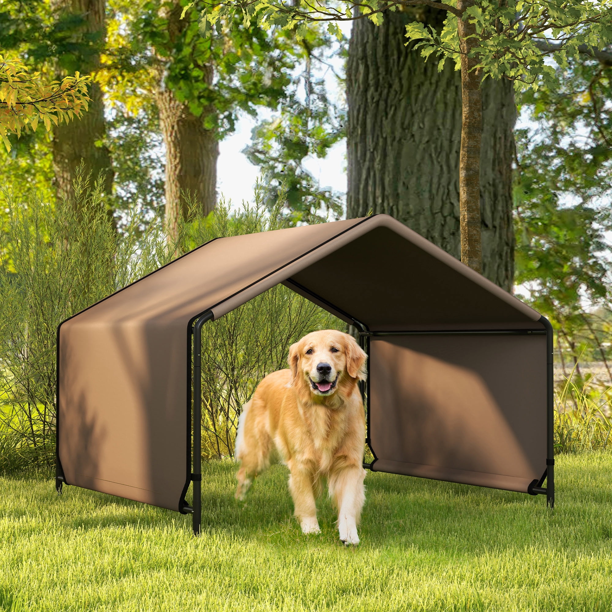 PawHut Portable Dog Tent for Shade Protection for Outdoor, Brown