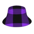 thumbnail image 1 of Fotbe Purple Buffalo Plaid Sombrero Tipo Pescador con Estampado – Sombrero de Sol de Algodón de Moda para Playa, Golf, Pesca, 1 of 6
