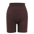 thumbnail image 3 of Gustave Womens High Waist Yoga Shorts Ribbed Seamless Workout Biker Shorts Tummy Control Stretch Leggings Short Pants for Running Athletic Sports "Brown, S", 3 of 9