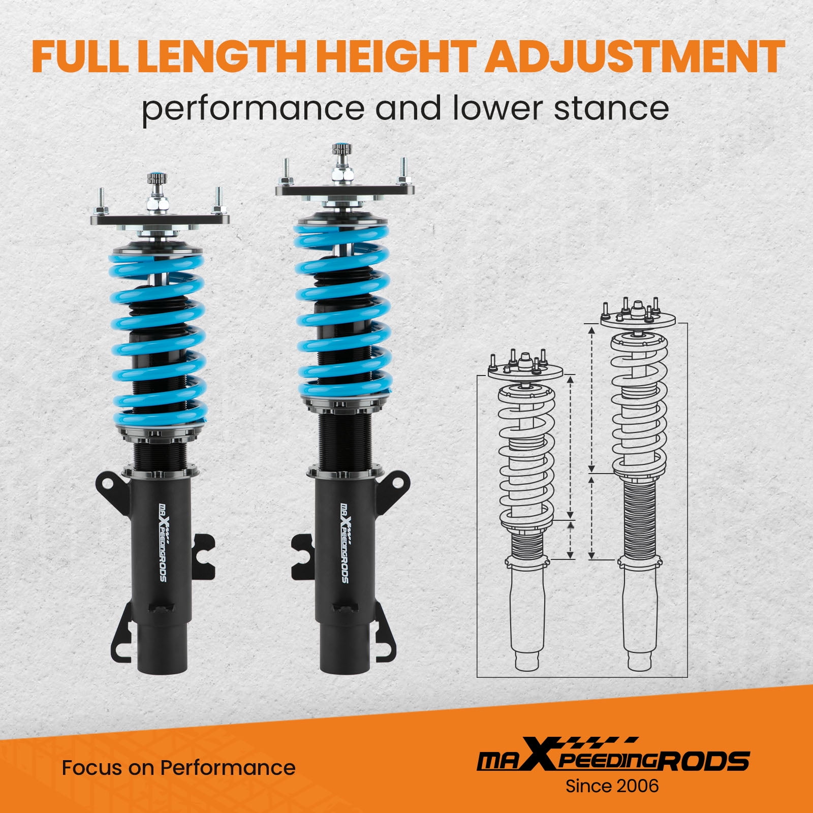 Maxpeedingrods 24 Way Lowering Coilover Suspension Kit For Mini Cooper S R50 R52 R53 01-07