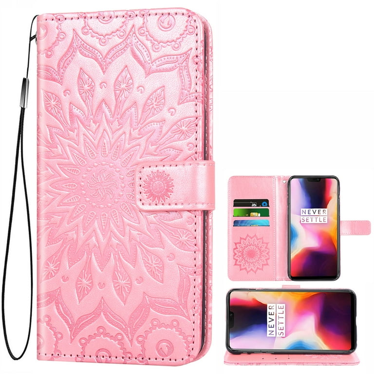 reductor Skygge dyb Case for Oneplus 6 Wallet Case Leather Premium PU Embossed Design Magnetic  Closure Protective Cover with Card Slots for Oneplus 6, Rose Gold -  Walmart.com