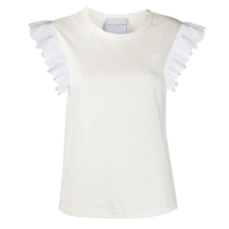 Philosophy di Lorenzo Serafini Women's Ivory Ruffle Trim T-Shirt (S)