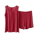 thumbnail image 2 of Njagoc3 Women's Sleeveless Tank Top & Short Set - Solid Color, Soft Fabric, Summer & Sleep Wear, 2 of 4