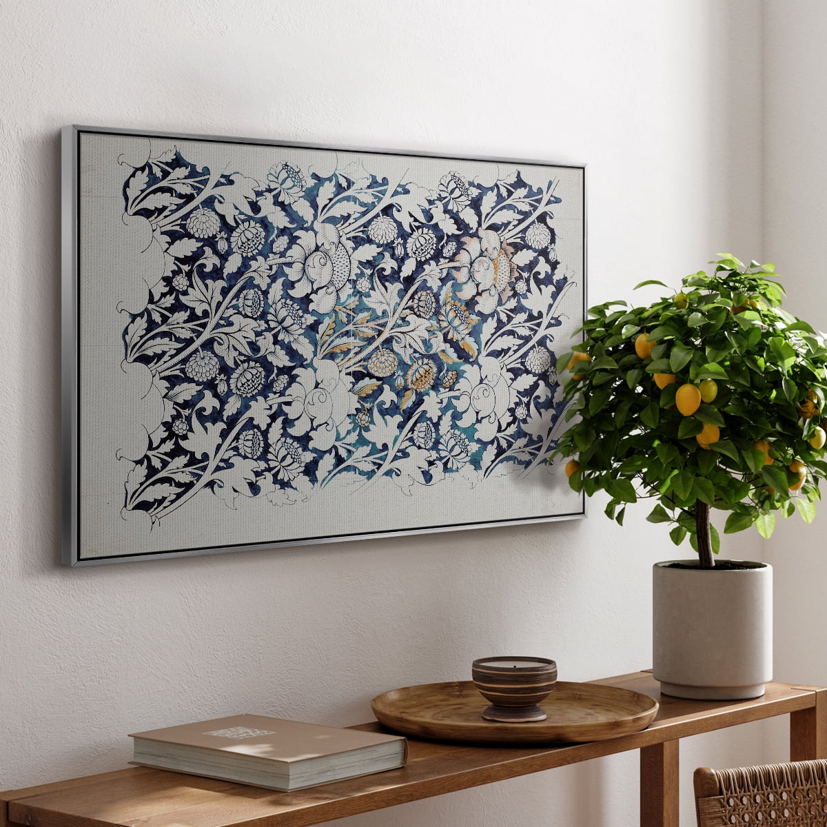 Vintage Abstract Print-XXVII Framed in Silver Wood Gallery Wrapped Canvas 17 in. x 25 in.