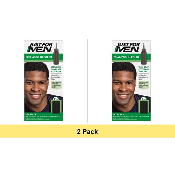 Just For Men Shampoo-in Hair Dye for Men, H-60 Jet Black - 2 Pack