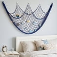 thumbnail image 3 of Coastal Style Fishing Net Wall Display Mesh with Sea Animal Ornaments,40*80in,Nautical Photo Hanging Decor, Vintage Wall Pendant for Bedroom Beach House Home Layout, 3 of 7