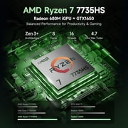 NIMO 2026 15.6 Laptop, AMD R7 7735HS Up to 4.75GHz, Beat i7-12650H) 16GB DDR5 RAM 512GB SSD Gaming Laptop with Radeon 680M GPU,FHD Display, 180° View, Backlit KB, Type C