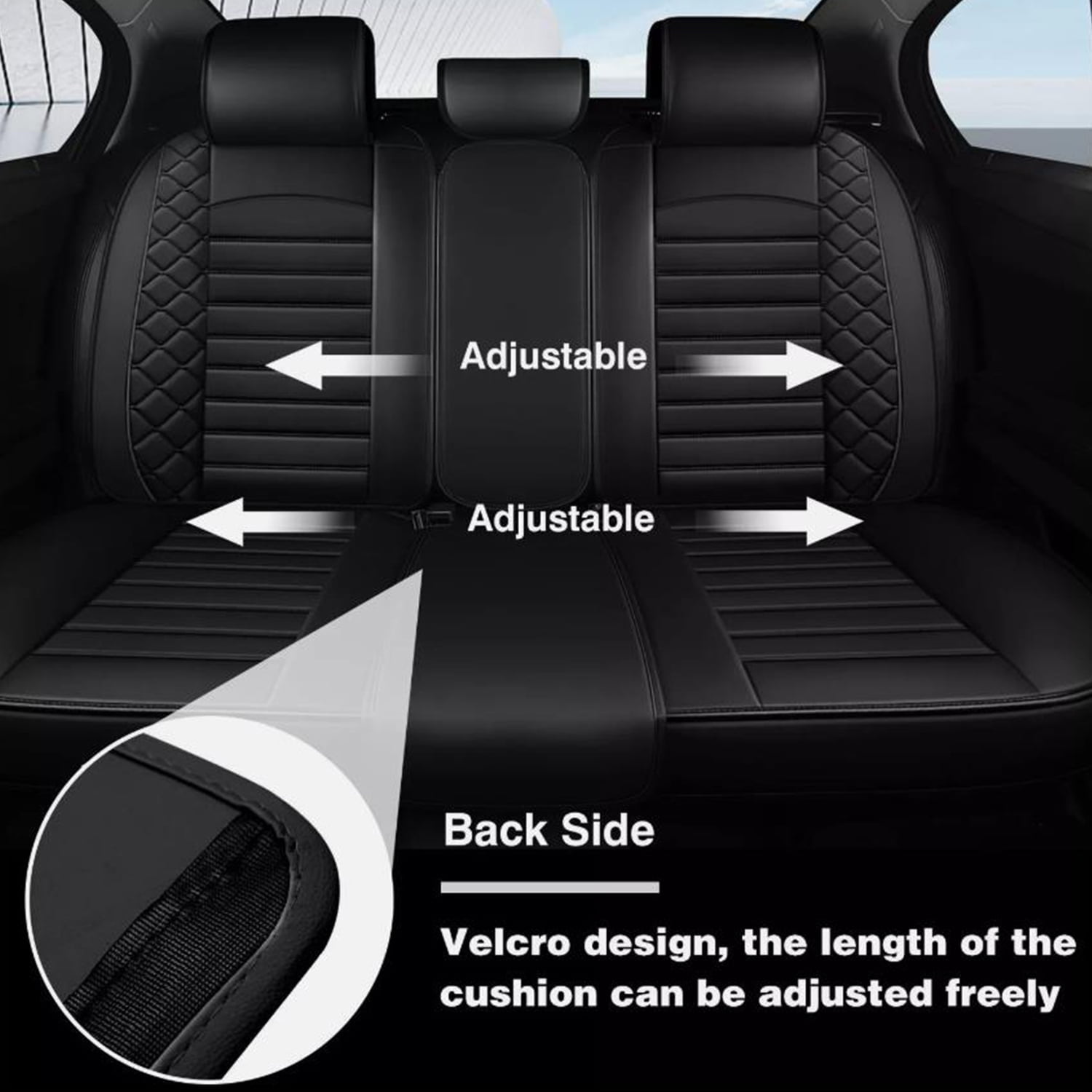 WRWolf Seat Covers for Ford Maverick 2022-2025 | 5-Seats Leather Seat Covers, Easy to Install Automotive Seat Covers Full Set (Full Set, Black&White)
