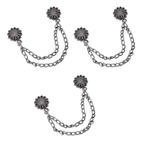 3 Pcs Pants Clips Flowers Magnetic Clothing Clips Adjustable Magnetic Buckles with Chain for Clothing Decoration
