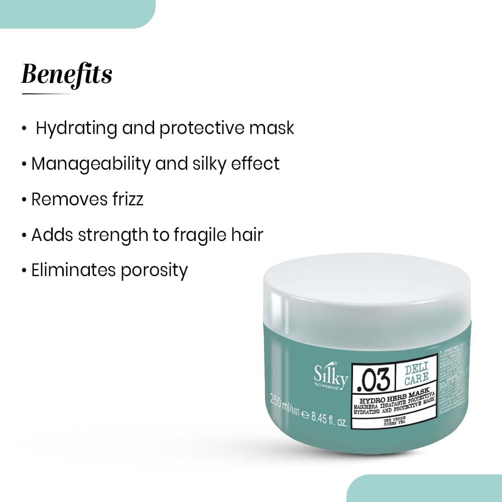 SILKY .03 DELI CARE HYDRO HERB MASK | Hydrating and Protective for Hair Strength and Protection 250ml/8.45oz
