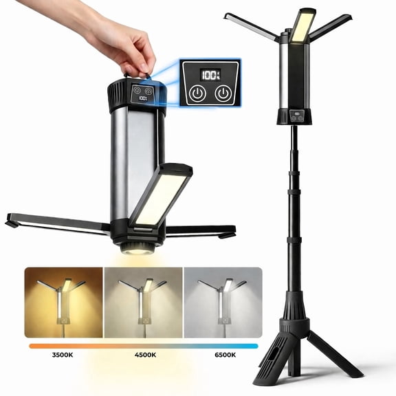 Camp Lantern Rechargeable with Remote,Portable Work Light with 3 LED Lamp Heads, Camping Essentials Magnetic Emergency Flashlight with Detachable Tripod