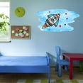 thumbnail image 3 of Space Wall Decals for Children Playroom - Flying Rocket on watercolor Background Rocket DIY & Creativity Boy Girl Bedroom Wall Sticker - Size: 20 In x 10 In, 3 of 5