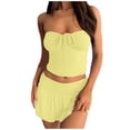 thumbnail image 1 of Conjunto elegante de dos piezas para mujer: top sin tirantes con falda plisada asimétrica de doble capa, 1 of 8