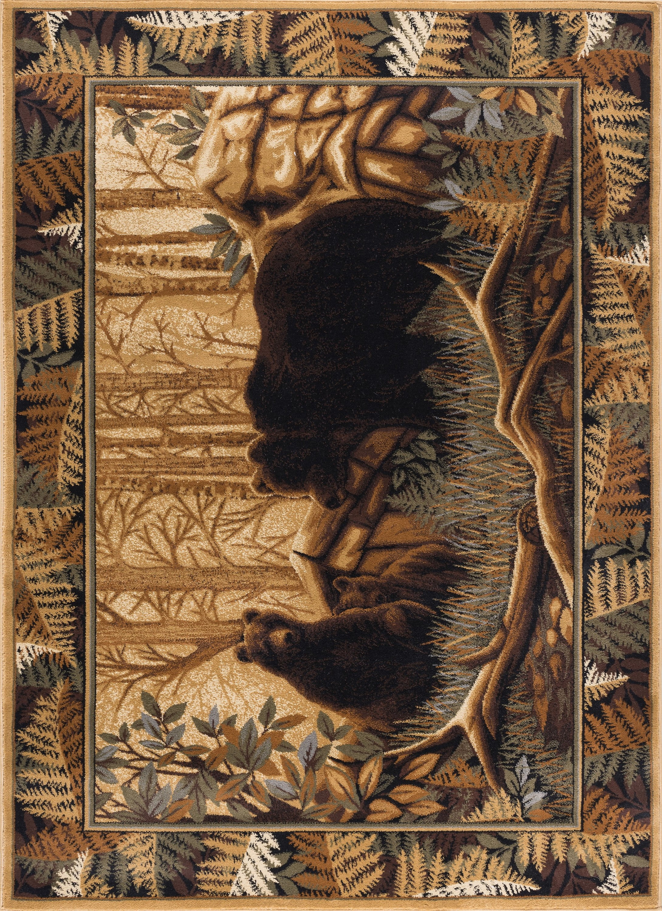 Novelty Lodge 8'x11' Rectangle Beige and Black Polypropylene Indoor Area Rug