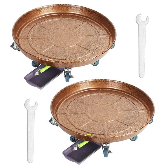 Anvazise 2Pcs 20in Plant Caddy with Wheels, Heavy Duty Rolling Planter Stand, Indoor Outdoor Plants Saucer Tray with Drainage Device