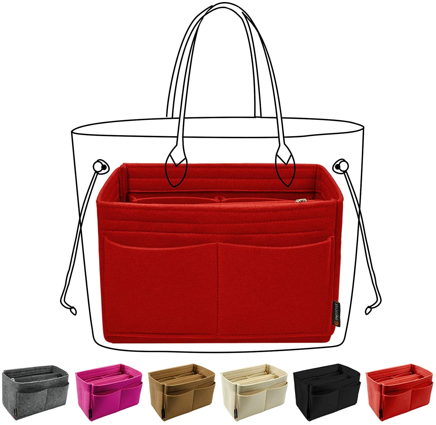 Purse Organizer X-Large Purse Organizer Insert with Handles Medium Large Multi-Pocket Felt Handbag Organizer 